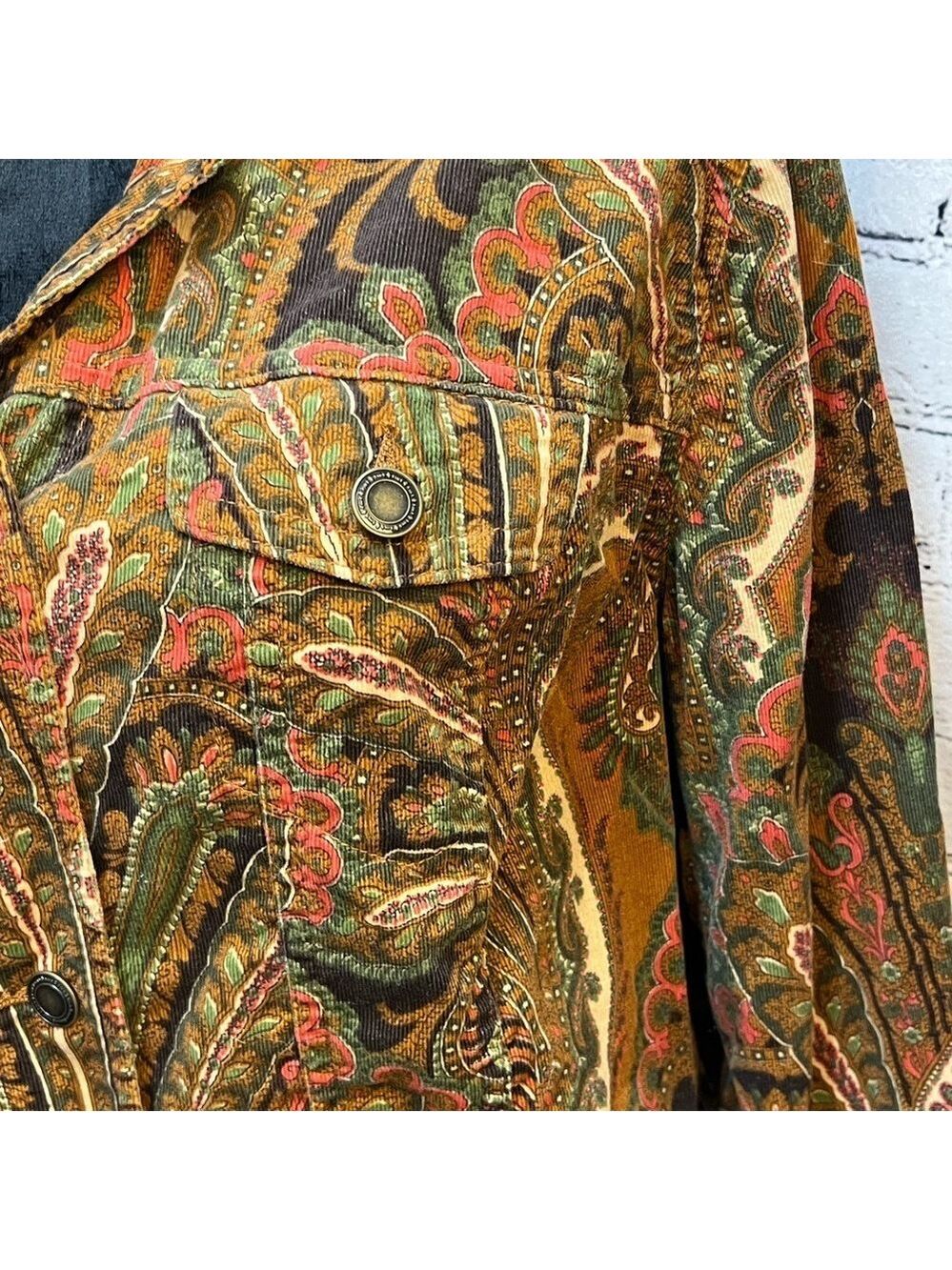 Charter Club Women's Brown Paisley Corduroy Jacket Size Large EUC - Picture 7 of 13